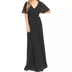 Show Me Your Mumu Emily Empire Maxi Dress Black Chiffon Size XS NEW